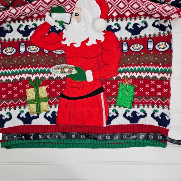 Blizzard Bay Ugly Christmas Sweater Buff Santa Men's Size L NWT - Picture 12 of 14